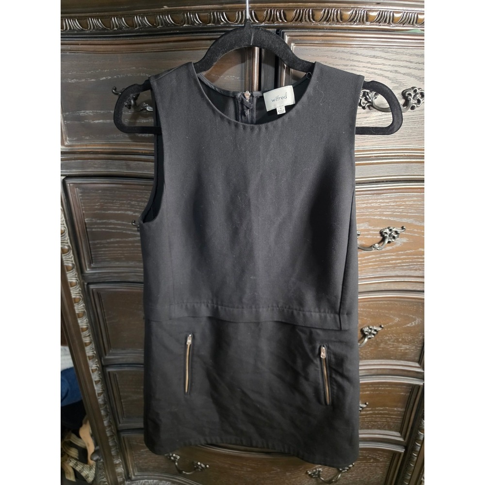 Wilfred Aritzia Black Sleeveless Zip Pocket Shift Mini Dress Size S PLV4-8482-34 - Picture 3 of 9